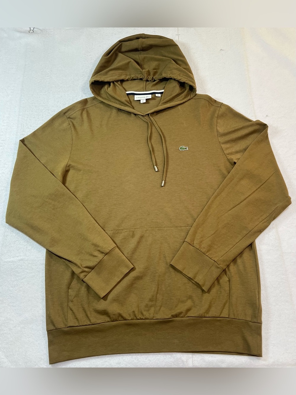 Lacoste Men's Regular Fit Lightweight Jersey Cotton Hoodie, Olive Green/Khaki, L